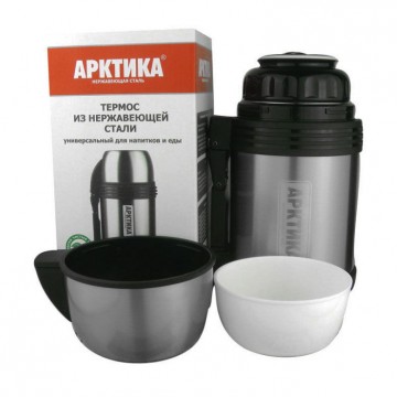 Термос АRСTIСA UNIVERSUM (0,8л) (18ч) (металл/бел.пласт)-серебристый