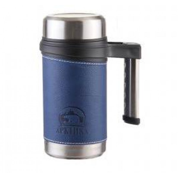 Кружка-термос ARCTICA (0,5л)(12ч)(металл)(кожа)-синий