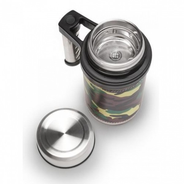 Кружка-термос ARCTICA (0,5л)(12ч)(металл)(кожа)-хаки