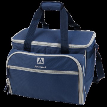 Сумка-холодильник АRСTIСA  с набором посуды на 6 персоны (40х28х31см)(столовые приборы-6комп., штопор-1шт., бокалы-6шт., тарелки-6шт, солонка, разд.доска-1шт)(синий)