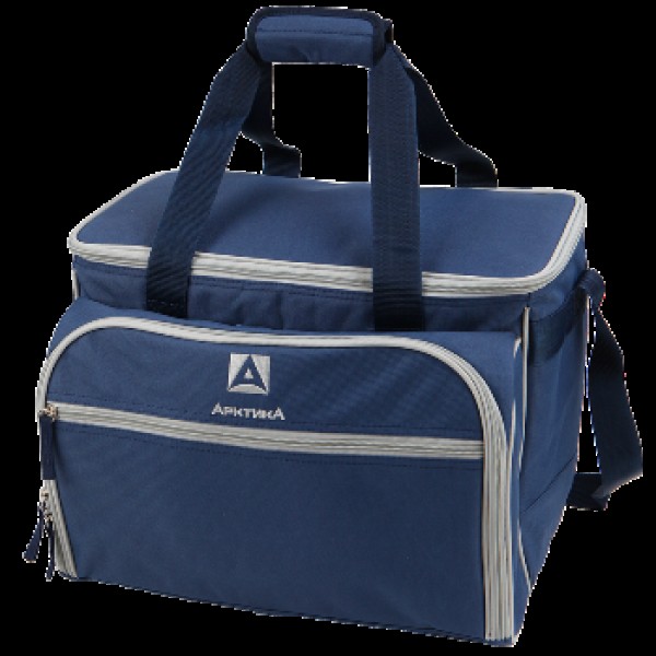 Сумка-холодильник АRСTIСA  с набором посуды на 6 персоны (40х28х31см)(столовые приборы-6комп., штопор-1шт., бокалы-6шт., тарелки-6шт, солонка, разд.доска-1шт)(синий)