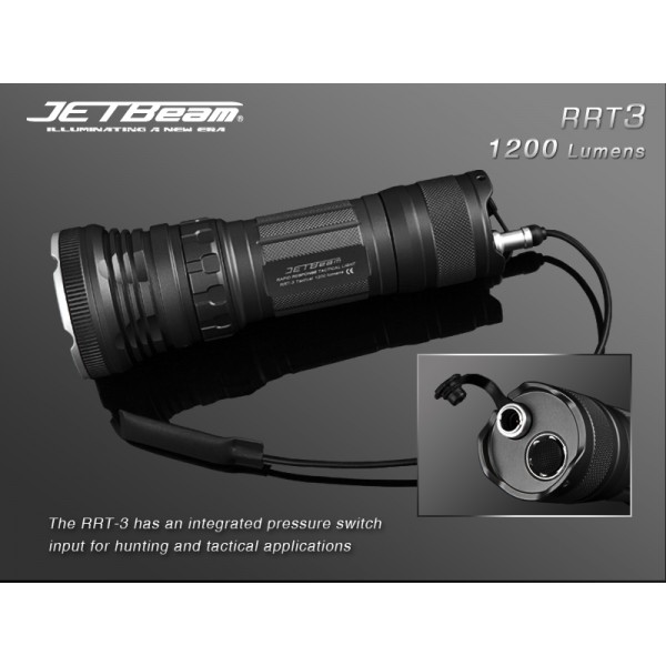 Фонарь JETBEAM Raptor RRT-3 Black (1200лм)(светодиод: Luminus SST50)(530гр.)(от 6шт.CR123A или 3шт.18650)