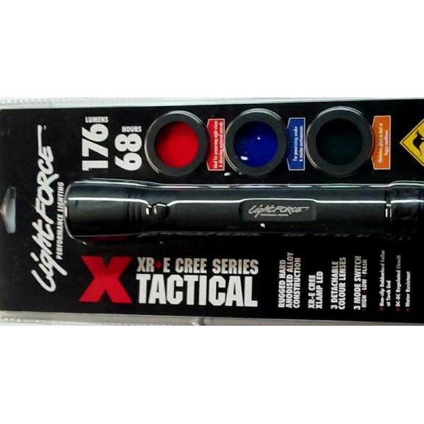 Фонарь LIGHTFORCE Mод. TACTICAL 30 XRE LED 3C (176 Lum)(черный)(в блистере)