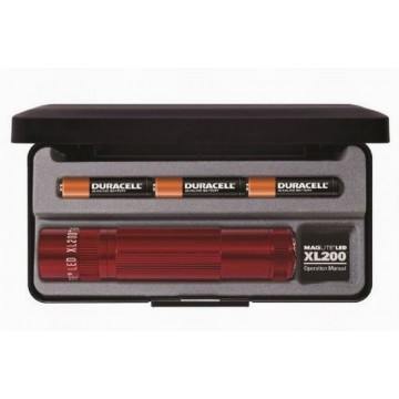 Фонарь MAGLITE LED XL200 3xAAA (172 Lum)(4737cd)(138м)(2ч30м/218ч)(с 3-мя батарейками)(красный)(в пластиковом футляре)