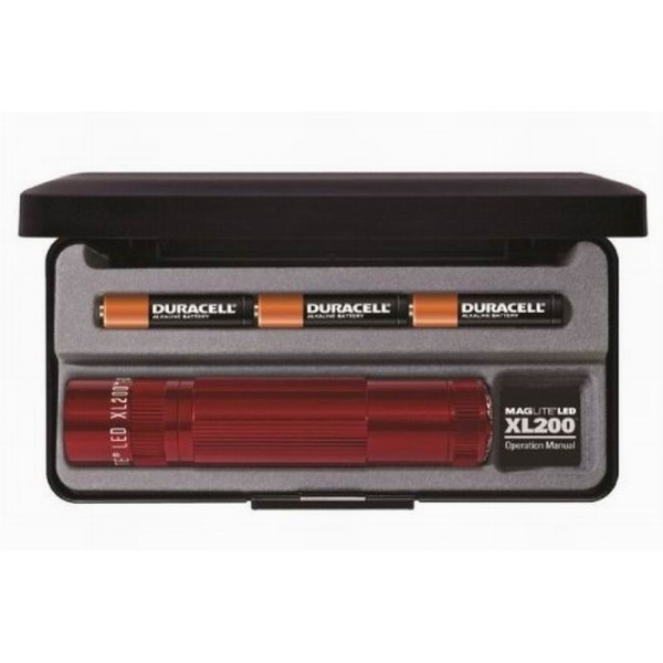 Фонарь MAGLITE LED XL200 3xAAA (172 Lum)(4737cd)(138м)(2ч30м/218ч)(с 3-мя батарейками)(красный)(в пластиковом футляре)