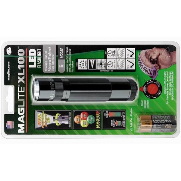 Фонарь MAGLITE LED XL100 3xAAA (105 Lum)(7916cd)(178м)(5ч45м/209ч)(с 3-мя батарейками)(черный)(в блистере)