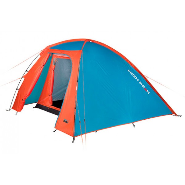 Палатка HIGH PEAK RAPIDO 3.0 (3-x местн.)(180+60x210x135см)(3,95кГ)(нагрузка: 3.000мм)(синий/оранжевый)