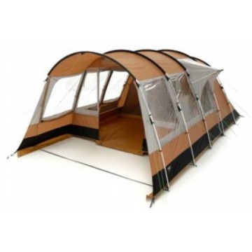 Палатка HIGH PEAK MIKUMI 5 (5-ти местн.)(230+220+155x350x210см)(25,00кГ)(нагрузка: 5.000мм)(коричневый/светло-серый/черный)