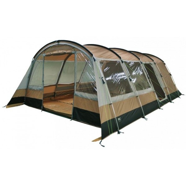 Палатка HIGH PEAK MALINDI VARIO 6 (6-ти местн.)(230+280x420x200см)(16,50кГ)(нагрузка: 5.000мм)(коричневый/светло-серый/черный)