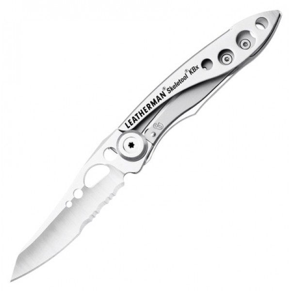 Складной нож LEATHERMAN SKELETOOL KBx STAINLESS (2^) - лезвие Combo (420HC): 6,6см, фиксатор, клип (вес: 37г.)