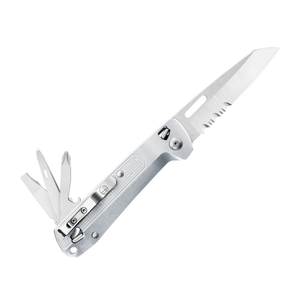 Складной нож LEATHERMAN FREE K2X SILVER (8^) - лезвие Combo (420HC): 8,4см, фиксатор, клип (вес: 139г.)