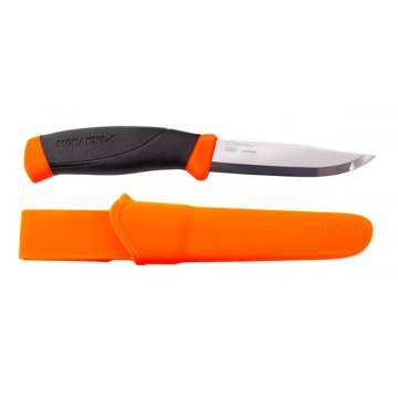 Нож MORAKNIV COMPANION HI-VIS ORANGE - лезвие (12C27 stainless): 10,4см, толщина клинка: 0,25см, общая длина: 21,9см (чехол: полимер)