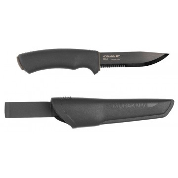 Нож MORAKNIV BUSHCRAFT BLACK SRT - лезвие (12C27 stainless)(50%-стропорез)(черное): 10,9см, толщина клинка: 0,32см, общая длина: 23,2см (чехол: полимер)