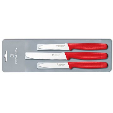 Набор столовых ножей VICTORINOX PARING KNIFE SET RED (3 предмета) #5.1111.3