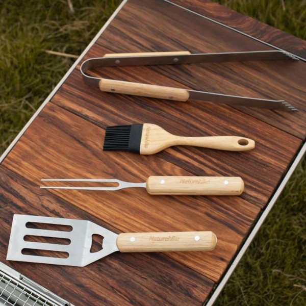 Набор для барбекю Naturehike Four-piece NH20SK007 Wood + stainless steel color