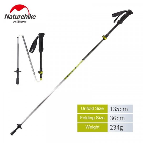 Складные треккинговые палки Naturehike ST05 5-Node Carbon Z pole NH17D005-D Green