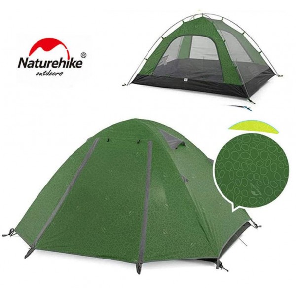 Трекинговая палатка Naturehike P-Series 3х местная NH18Z033-P Forest green 210T65D