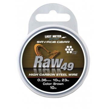 Поводковый материал Savage Gear RAW49 Steelwire 10m 0.36mm 11kg 24lbs Uncoated Brown