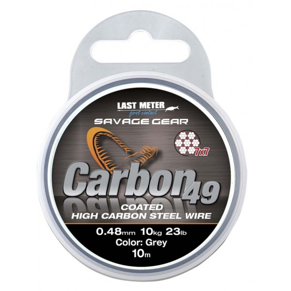 Поводковый материал Savage Gear Carbon49 Steelwire 10m 0.70mm 23kg 50lbs Coated Grey