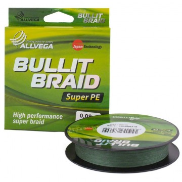 Шнур плетёный ALLVEGA Bullit Braid 92м тёмно-зелёный 0,12мм (7,1кг)