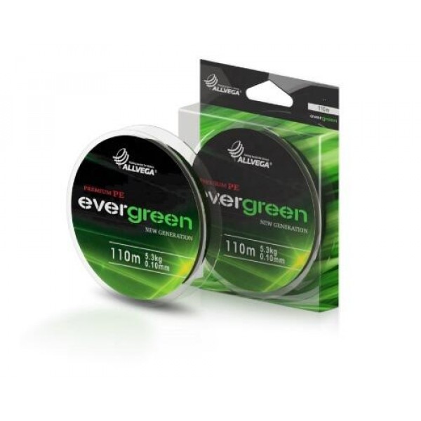 Шнур плетёный ALLVEGA Evergreen 110м 0,14мм (8,0кг) тёмно-зелёный