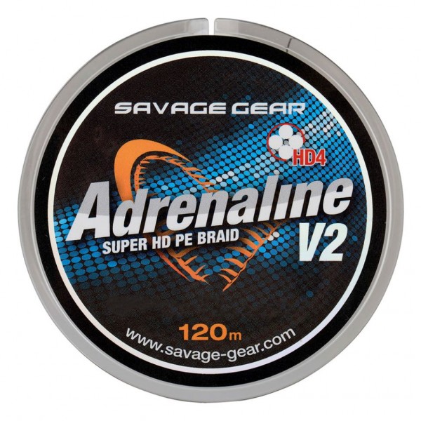 Леска плетеная Savage Gear HD4 Adrenaline V2 120m 0.10mm 13lbs 6kg Grey