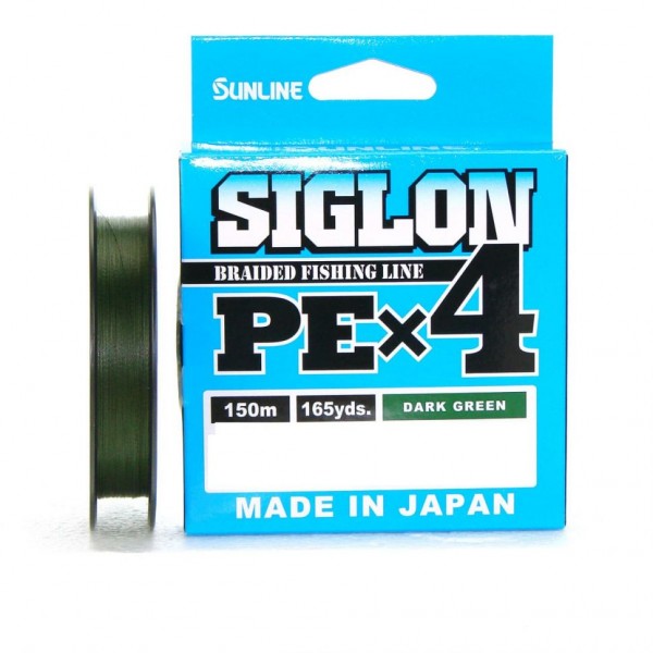 Плетеный шнур Sunline Siglon PE×4 150m (DG) 12LB, 0.8PE, 6kg, Dark Green