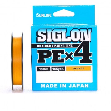 Плетеный шнур Sunline Siglon PE×4 150m (OR) 8LB, 0.5PE, 3.3kg, Orange