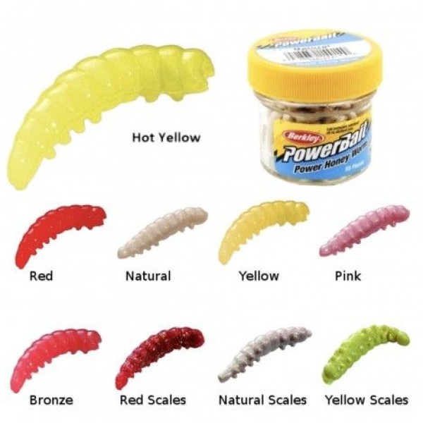 Мягкая приманка Berkley Power Bait Worm Yellow /Scales Sparkle Honey Worm (червь)