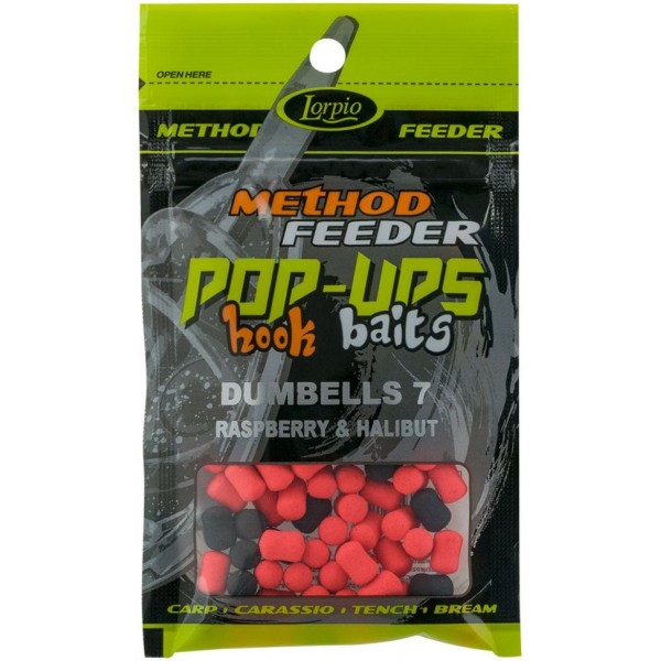 Бойлы плавающие Lorpio HOOK BAITS POP-UPS DUMBELLS RASBERRY & HALIBUT (Малина/Палтус) 8*10mm