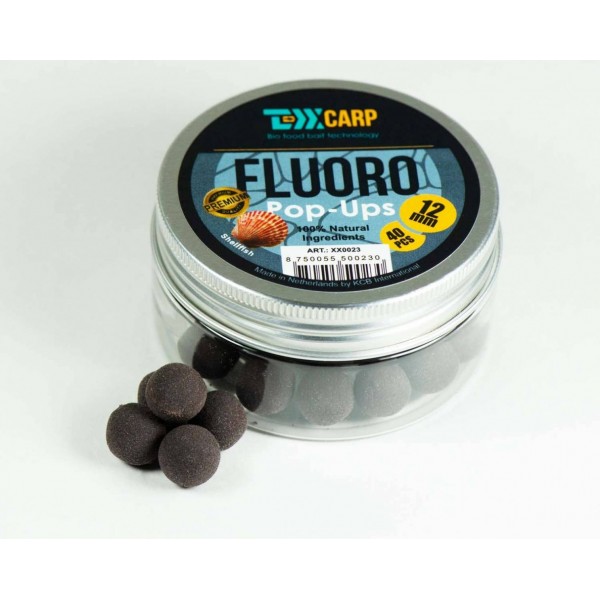 Бойлы плавающие TEXX Carp Fluoro Pop-Ups 12mm, Shellfish, Brown, 40 pcs