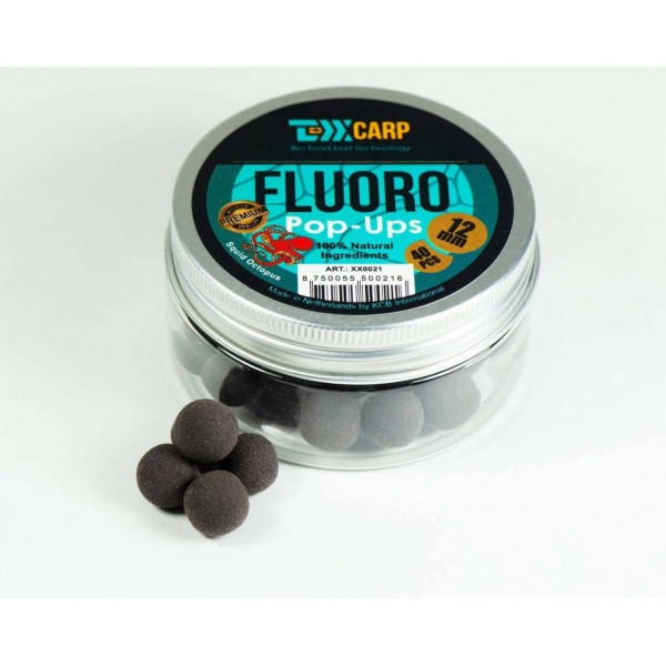 Бойлы плавающие TEXX Carp Fluoro Pop-Ups 12mm, Squid Octopus, Black, 40 pcs