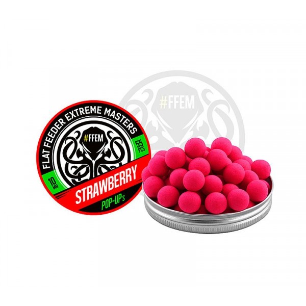 Бойлы плавающие FFEM Pop-Up Strawberry 10mm fluro pink 55шт.