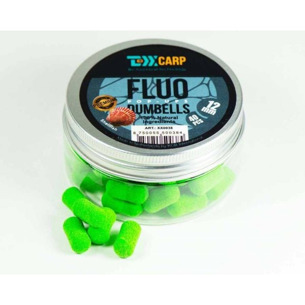 Дамбелсы плавающие TEXX Carp Pop-Ups Dumbells 12mm, Shellfish, Green, 40 pcs