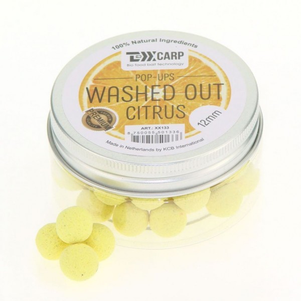 Бойлы плавающие TEXX Carp Washed Out Pop-Ups 12mm, Citrus, Washed Yellow, 40 pcs