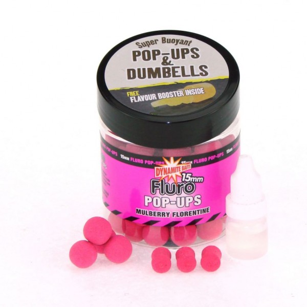 Плавающие бойлы Dynamite Baits Fluro Pop Ups & Dumbells Super Buoyant 15мм Mulberry Florentine