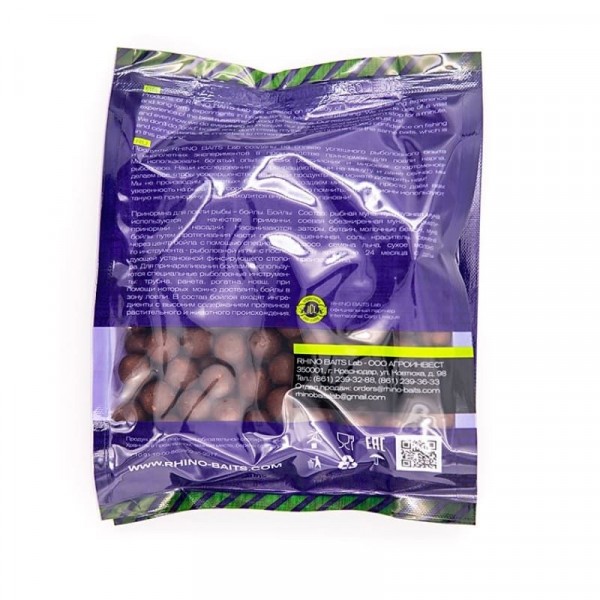 Бойлы насадочные Rhino Baits 14мм Monster Rhino Black (монстер краб и черный перец), пакет 0,5 кг