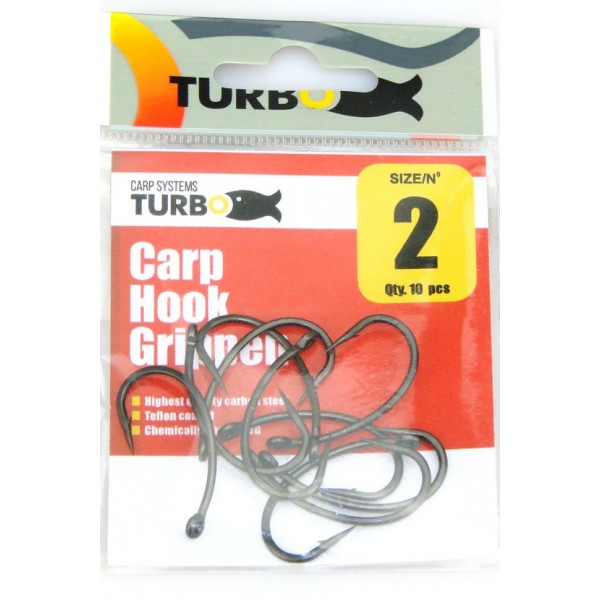Крючки карповые Turbo Carp Systems Carp Hook Gripper 2, 10 шт, тефлон