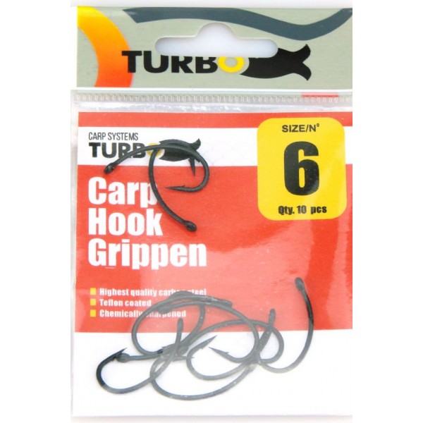 Крючки карповые Turbo Carp Systems Carp Hook Gripper 6, 10 шт, тефлон