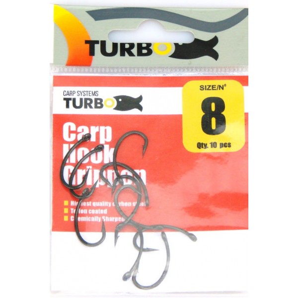 Крючки карповые Turbo Carp Systems Carp Hook Gripper 8, 10 шт, тефлон