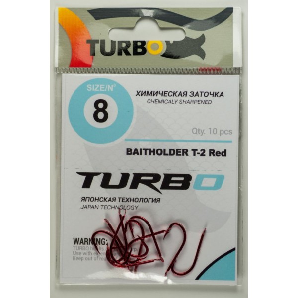 Крючки TURBO BAITHOLDER Т-2 (Red) 6 (10 шт)