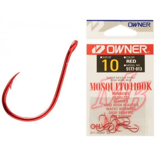 Крючок Owner Mosquito Hook 5177 (RED) №10 (12шт.)