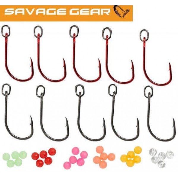 Крючки Savage Gear S1 Single Hook 4/0 Red & DG Kit 10pcs