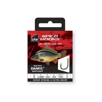 Крючки с поводками на карпа DAM SPEZI CARP №4 / 0.30MM / 5.4KG / 12LB / 70CM / 10PCS