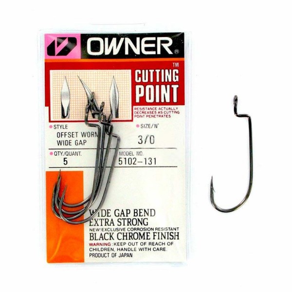 Крючок оффсетный Owner Offset Worm Wide Gap 5102 4/0, 5pcs