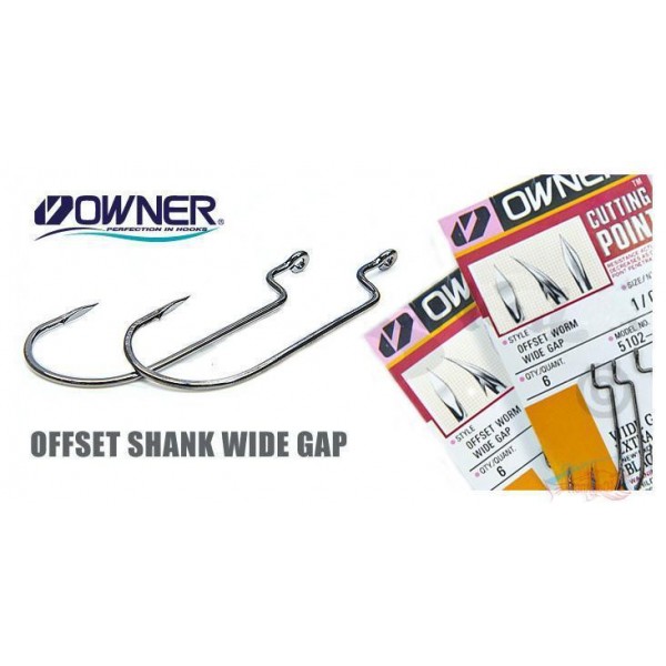 Крючок оффсетный Owner Offset Worm Wide Gap 5102 4/0, 5pcs