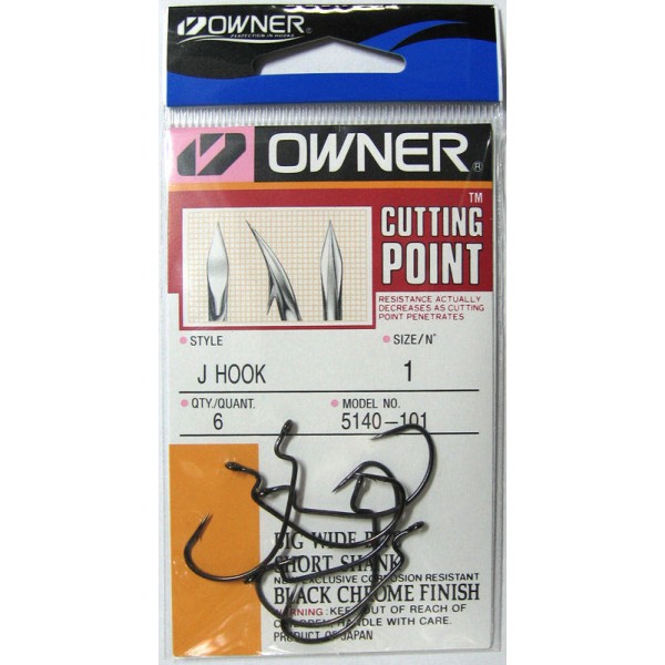 Крючок оффсетный Owner J Hook 5140 4, 6pcs