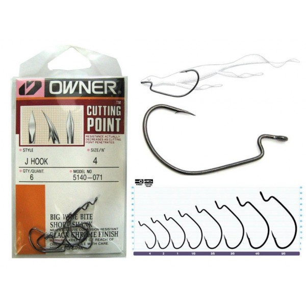 Крючок оффсетный Owner J Hook 5140 4, 6pcs