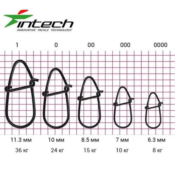 Застежка Intech Tournament Drop Snap Matt black №00, 15кг, 9 шт