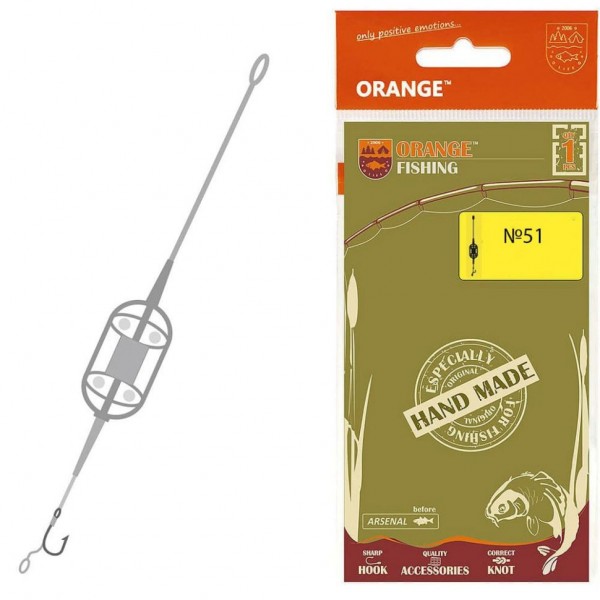 Оснастка карповая ORANGE 51 Spider Flat Method Leadcore, для бойла, 50 гр., в уп. 1 шт.